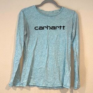 Carhartt signature spell out logo tee shirt long sleeve Top SZ XS